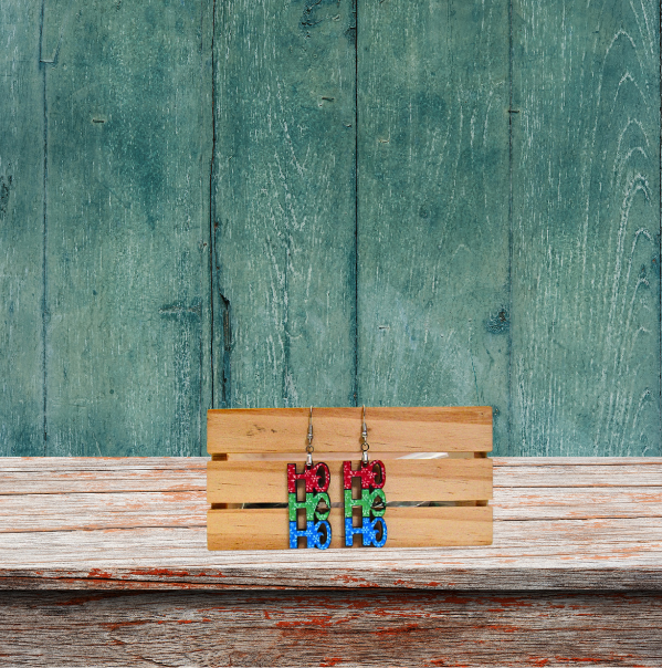 MDF- HOHOHO Shaped Sublimated Earrings 1.5 inch