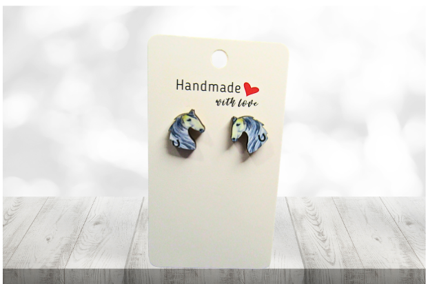 MDF-Horse Head Shaped Sublimated Stud Earrings