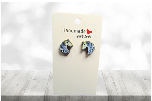 MDF-Horse Head Shaped Sublimated Stud Earrings