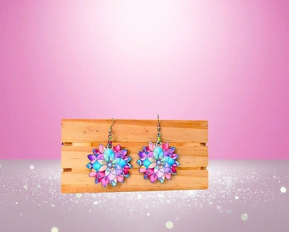 MDF-Sunflower Shaped Sublimated Earrings 1.5 inch