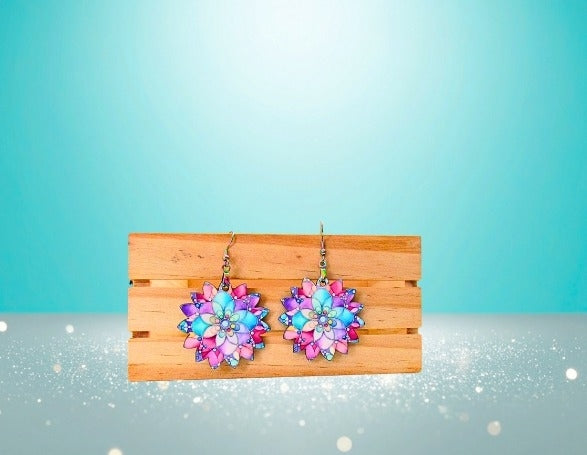 MDF-Sunflower Shaped Sublimated Earrings 1.5 inch