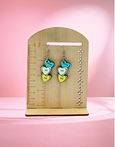 MDF-Triple Heart Shaped Sublimated Earrings 1.5 inch