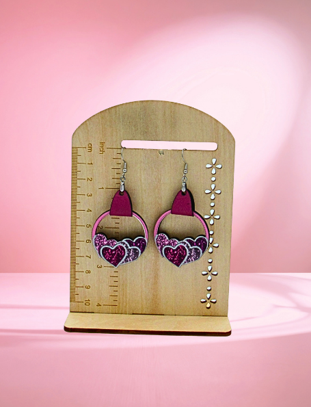 MDF- Faux Leather Heart Cluster Sublimated Earrings 1.5 inch