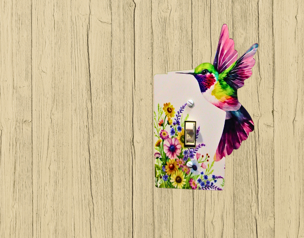 Hummingbird Shaped Sublimated Light Switch Plate