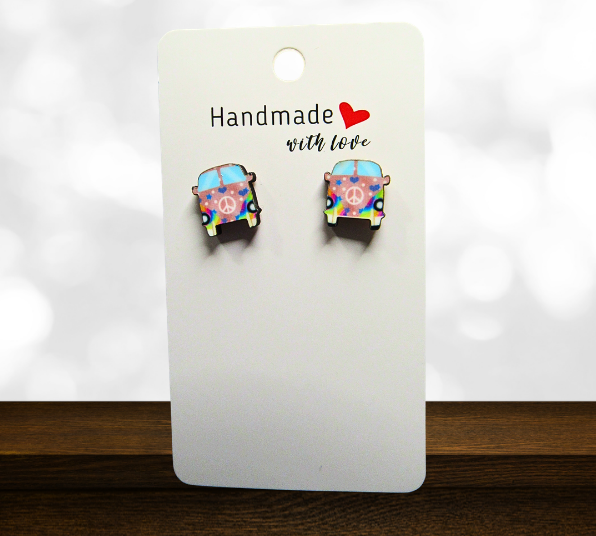 MDF- Hippi Van Shaped Sublimated Stud Earring