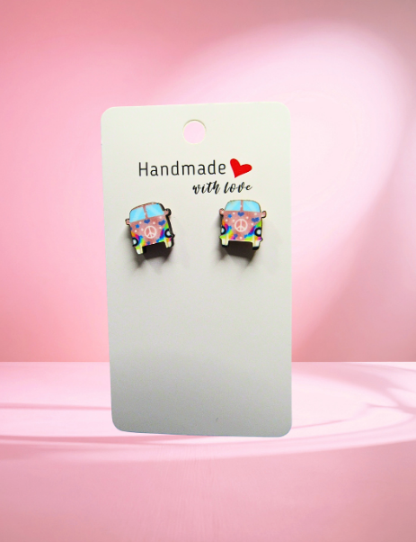 MDF- Hippi Van Shaped Sublimated Stud Earring