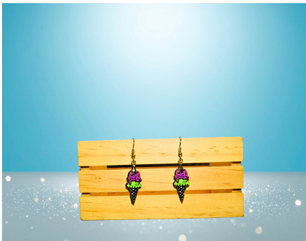 MDF-Ice Cream Cone Shaped Sublimated Earrings 1 inch