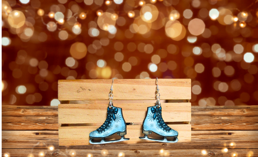 Ice Skate Shaped Sublimated Earrings 1.5 inch