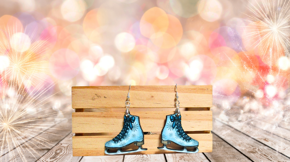 Ice Skate Shaped Sublimated Earrings 1.5 inch