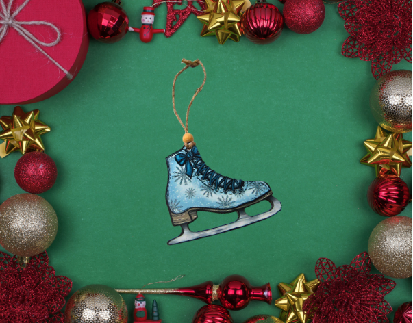 MDF - Ice Skate Shaped Sublimated Ornament