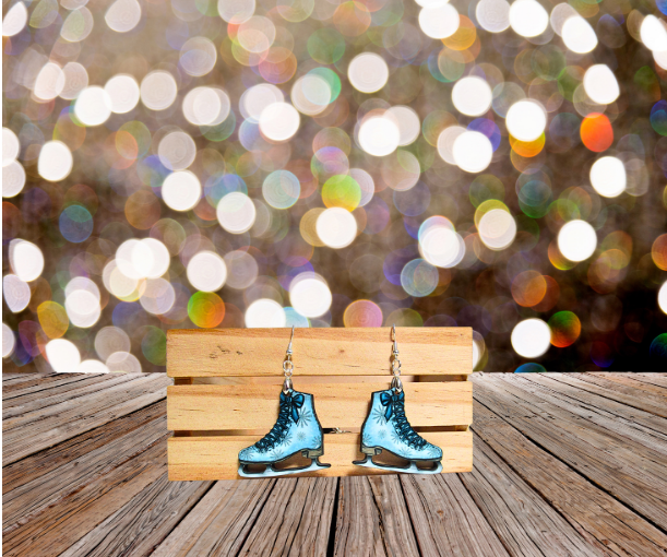 Ice Skate Shaped Sublimated Earrings 1.5 inch
