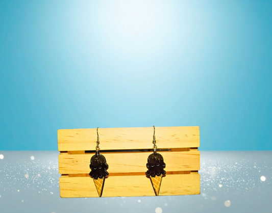 MDF-Ice Cream Cone Shaped Sublimated Earrings 1.5 inch