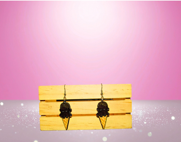 MDF-Ice Cream Cone Shaped Sublimated Earrings 1.5 inch