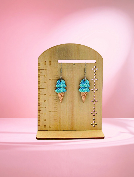 MDF-Ice Cream Cone Shaped Sublimated Earrings 1.5 inch