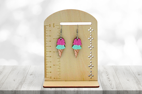 MDF-Ice Cream Shaped Sublimated Earrings 1.5 inch