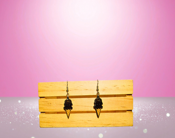 MDF-Ice Cream Cone Shaped Sublimated Earrings 1 inch