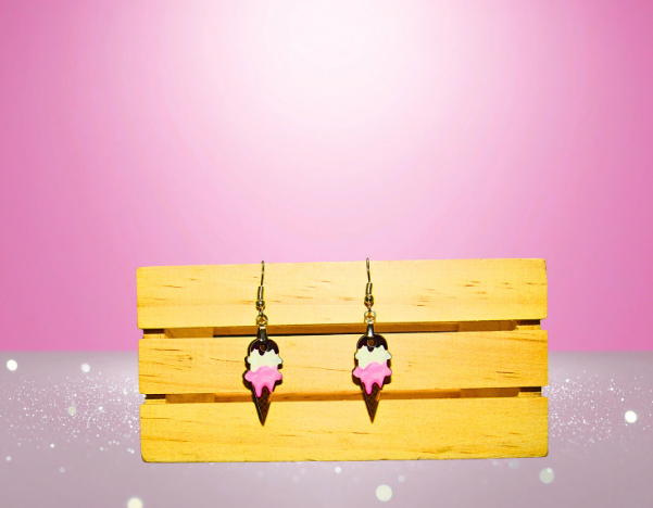 MDF-Ice Cream Cone Shaped Sublimated Earrings 1 inch