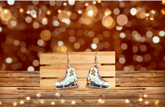 Ice Skate Shaped Sublimated Earrings 1.5 inch