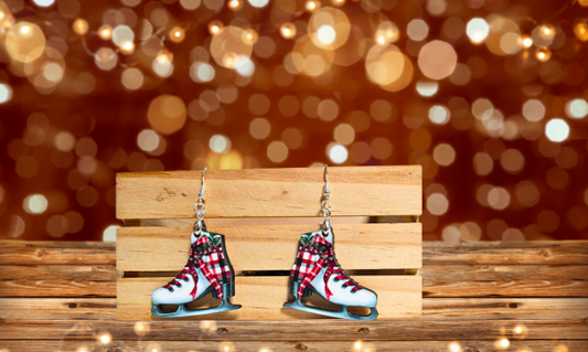 Ice Skate Shaped Sublimated Earrings 1.5 inch