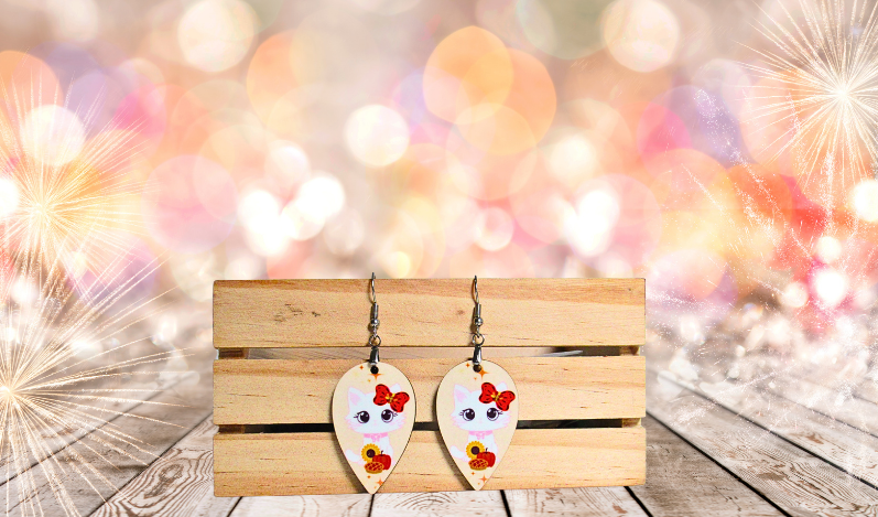 Reverse Teardrop Shaped MDF Sublimated Earrings 1.5 inch