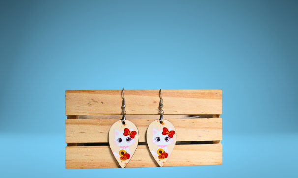 Reverse Teardrop Shaped MDF Sublimated Earrings 1.5 inch