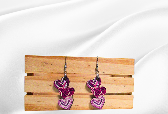 MDF-Triple Heart Shaped Sublimated Earrings 1.5 inch