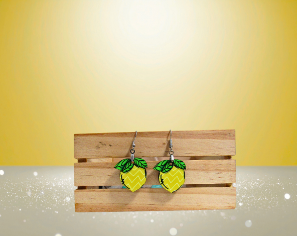 MDF-Lemon Shaped Sublimated Earrings 1 inch