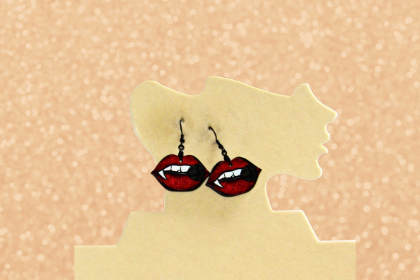MDF-Lip Shaped Sublimated Earrings 1.5 inch