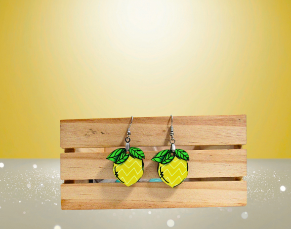 MDF-Lemon Shaped Sublimated Earrings 1 inch