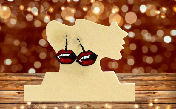 MDF-Lip Shaped Sublimated Earrings 1.5 inch