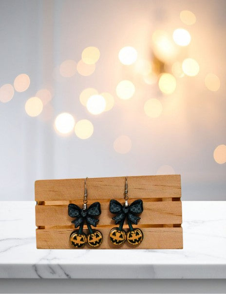 Bow with Cherries Shaped Sublimated Earrings 1.5 inch