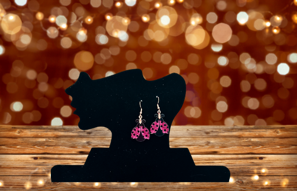 MDF-Ladybug Shaped Sublimated Earrings 1 inch