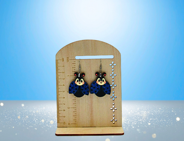 MDF-Ladybug with Face Shaped Sublimated Earrings 1.5 inch