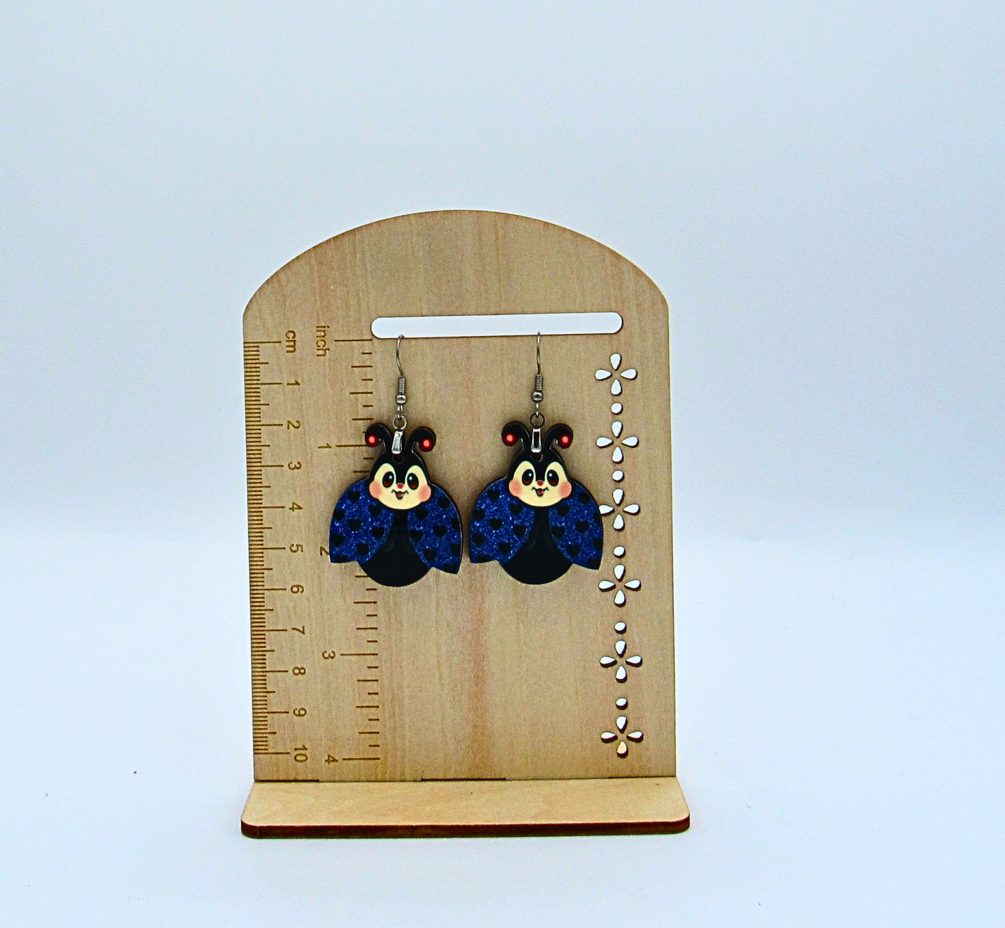 MDF-Ladybug with Face Shaped Sublimated Earrings 1.5 inch