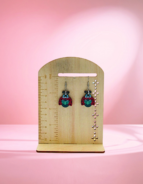 MDF-Ladybug with Face Shaped Sublimated Earrings 1 inch