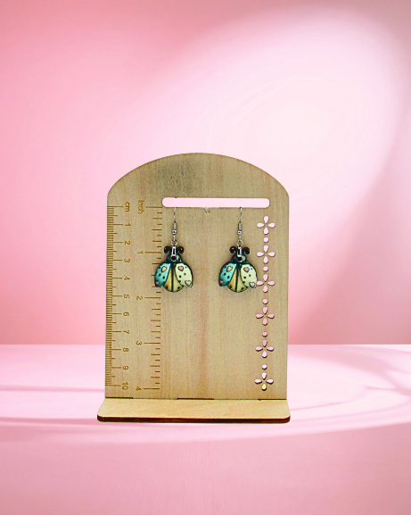 MDF-Ladybug with Face Shaped Sublimated Earrings 1 inch
