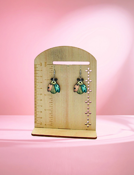 MDF-Ladybug with Face Shaped Sublimated Earrings 1 inch