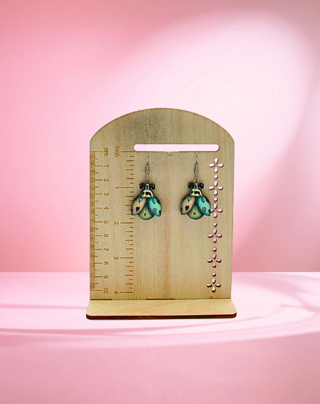 MDF-Ladybug with Face Shaped Sublimated Earrings 1 inch