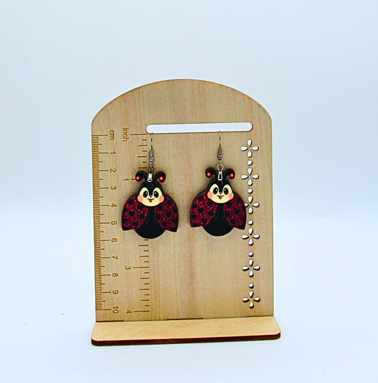 MDF-Ladybug with Face Shaped Sublimated Earrings 1.5 inch