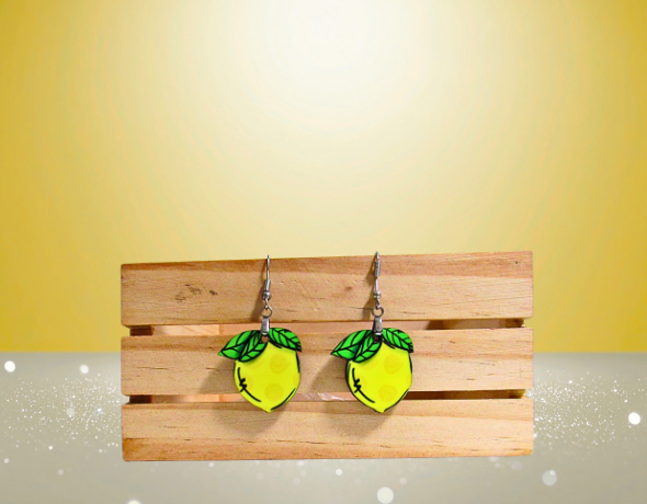 MDF-Lemon Shaped Sublimated Earrings 1 inch
