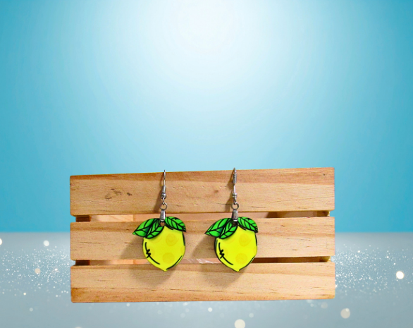 MDF-Lemon Shaped Sublimated Earrings 1 inch