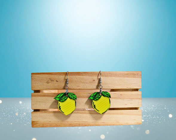 MDF-Lemon Shaped Sublimated Earrings 1 inch