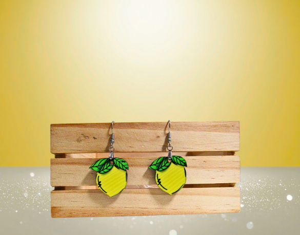 MDF-Lemon Shaped Sublimated Earrings 1 inch