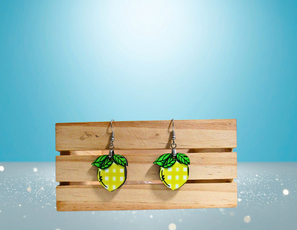 MDF-Lemon Shaped Sublimated Earrings 1 inch