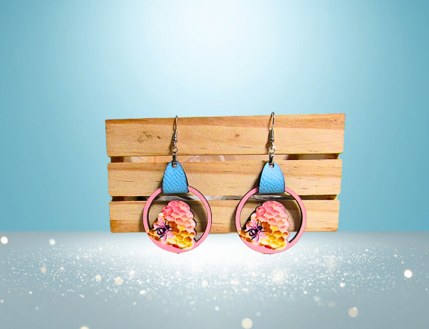 MDF- Round Beehive Shaped Sublimated Earrings 1.5 inch