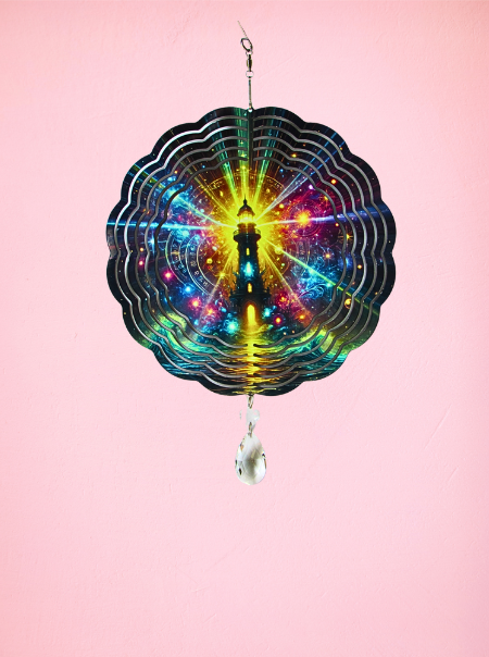 8 inch Sublimated Wind Spinner Lighthouse