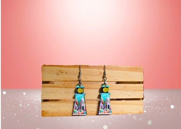 MDF-Lighthouse Shaped Sublimated Earrings 1.5 Inch.