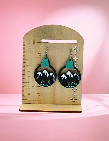 MDF- Faux Leather Mountain Shaped Sublimated Earrings 1.5 inch