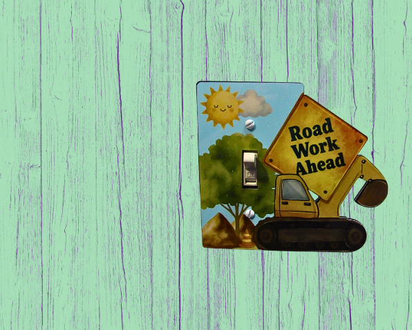 MDF- Construction Zone Shaped Sublimated  Light Switch Plate Cover