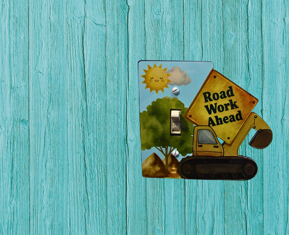 MDF- Construction Zone Shaped Sublimated  Light Switch Plate Cover